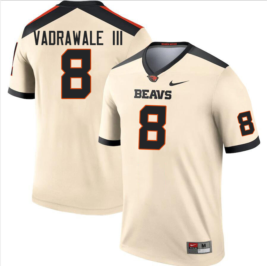 Men #8 Sai Vadrawale III Oregon State Beavers College Football Jerseys Stitched-Cream